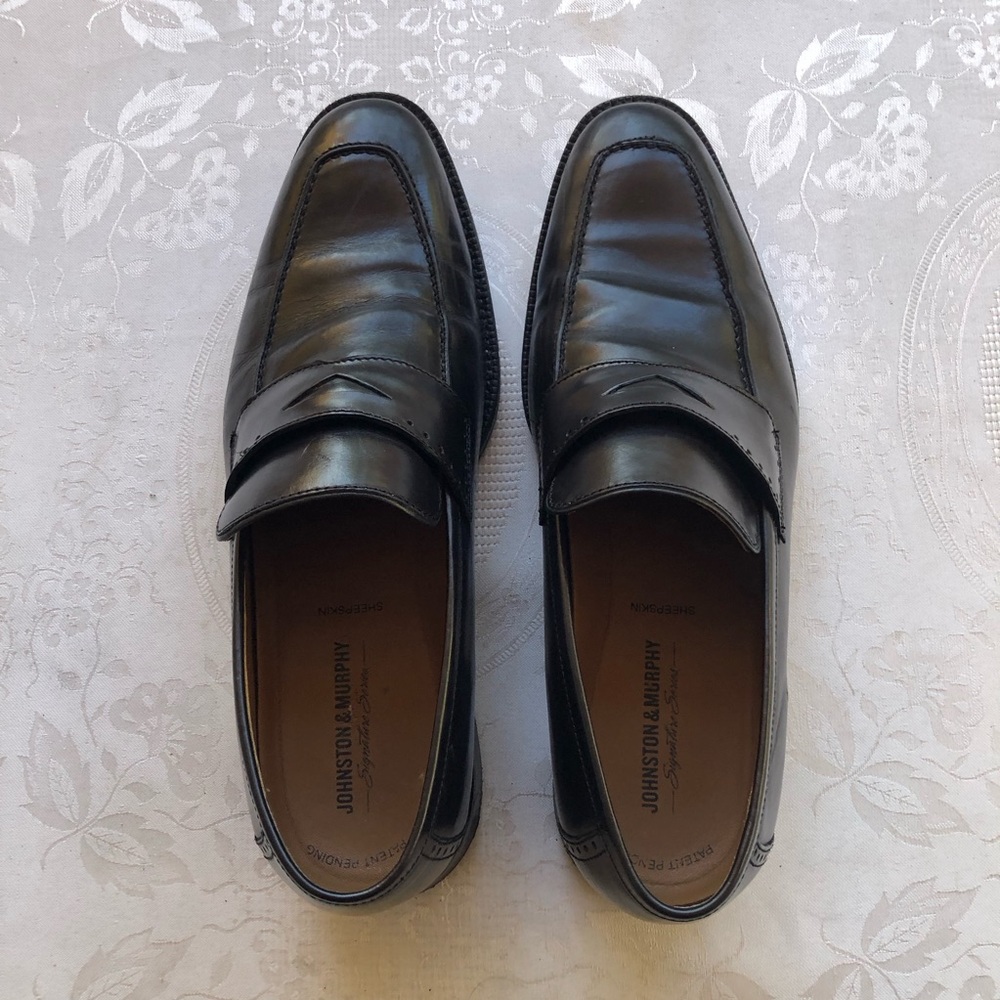 Johnston & Murphy Signature Sheepskin Black Leather Loafers Men’s Size 10.5M